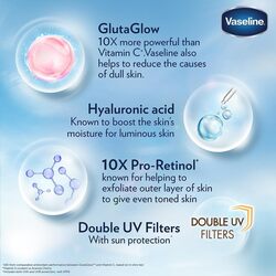 Vaseline Essential Even Tone Body Lotion with moisturising petroleum jelly, Flawless Glow, Gluta-Hya Serum Burst UV, 10X More Powerful than Vitamin C, 200ml